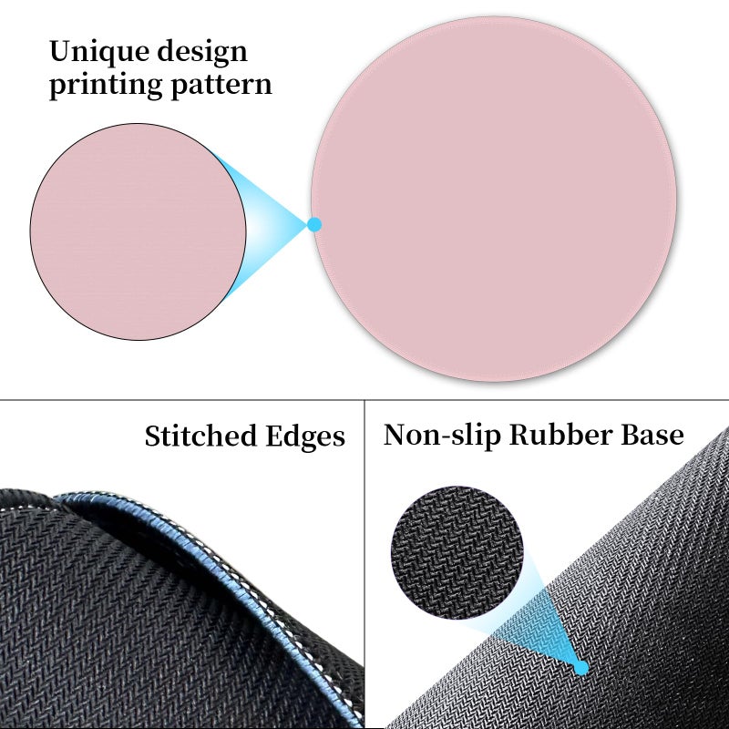 Hancynir Mouse Pad for Desk, Small Cute Mousepad with Non-Slip Base, Round Mouse Pads for Wireless Mouse Laptop Gaming, Computer Mouse Mat for Women Home Office Travel Desk Accessories - Image 4